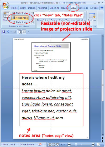 notes view notes page