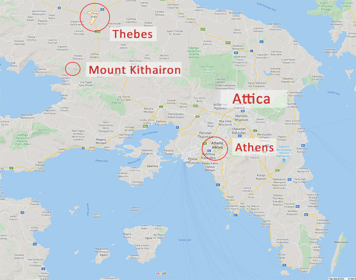 Map. Attica, Thebes